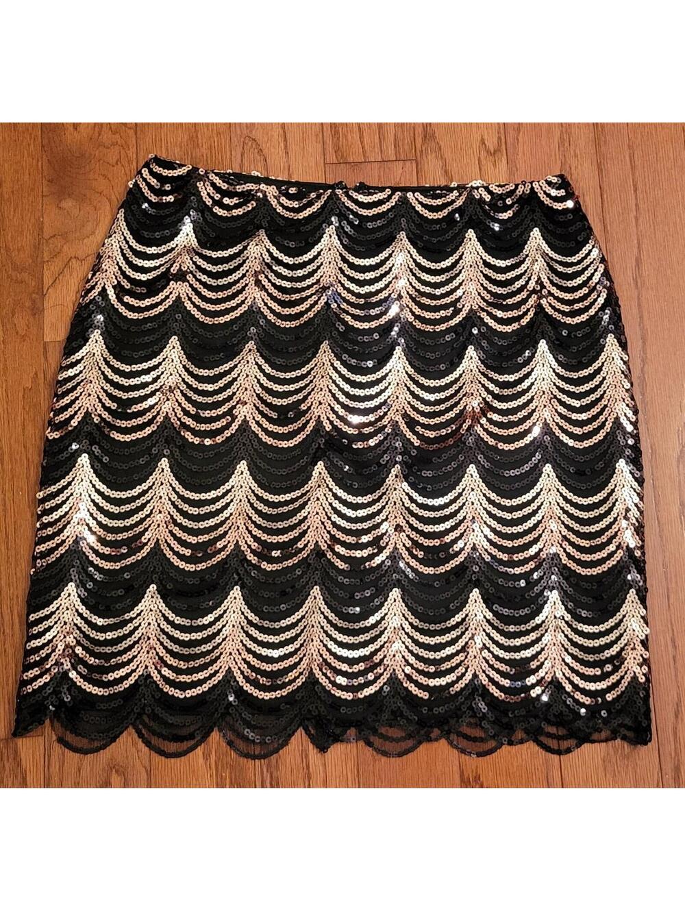 Charlotte Russe Bodycon Gold Sequin Art Deco Mini Skirt Millenials 2010s SMALL